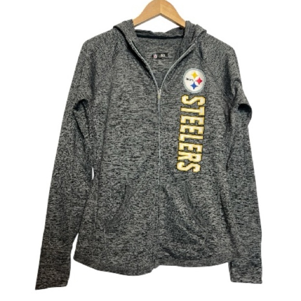 Pittsburgh Steelers Women's Full Zip Gray Hoodie Small - Picture 2 of 7
